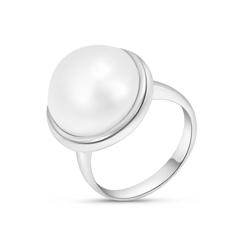 925 Sterling Silver With 14mm Pearl Gemstone
