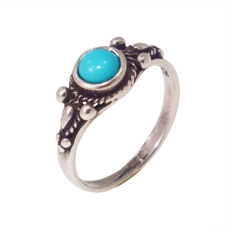925 Sterling Silver Dainty Ring With A 5mm Turquoise Gemstone