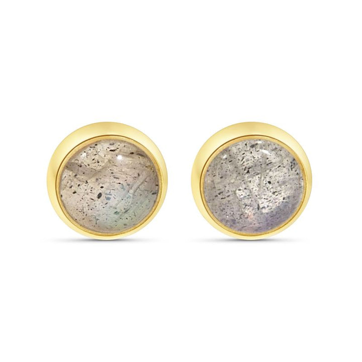 14k Solid Gold 4mm Labradorite Stud Earrings With Gold Closures
