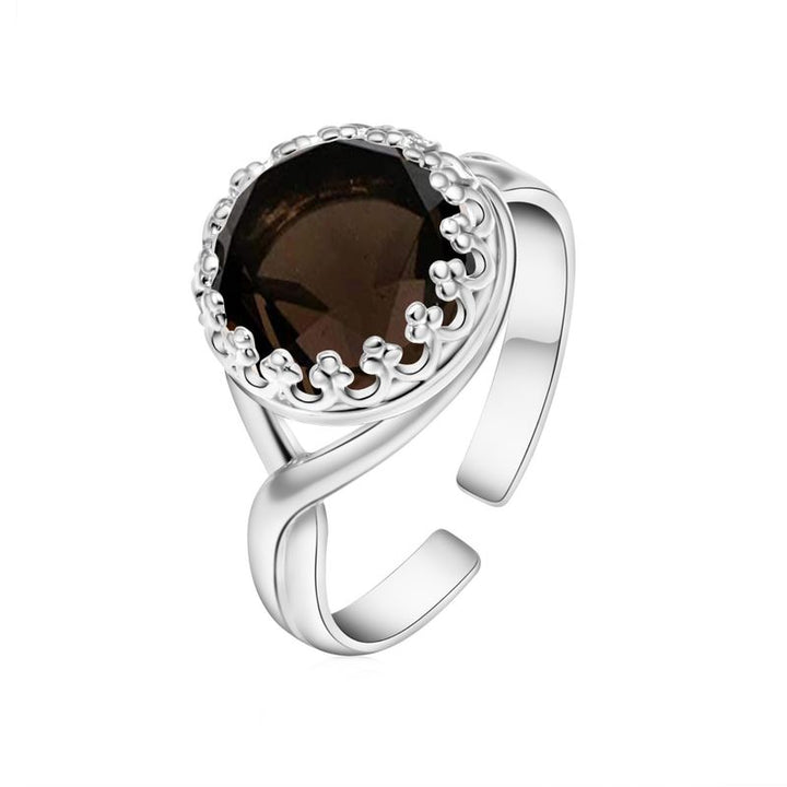 טבעת כסף 925 אבן סמוקי קוורץ