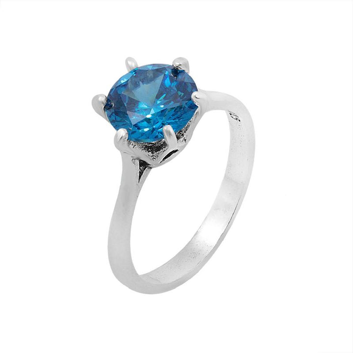 טבעת כסף אמיתי 925 זירקון כחול