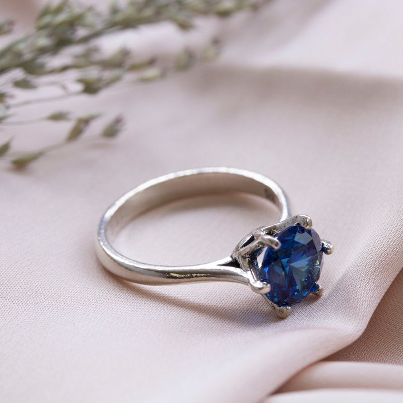 טבעת כסף זירקון כחול