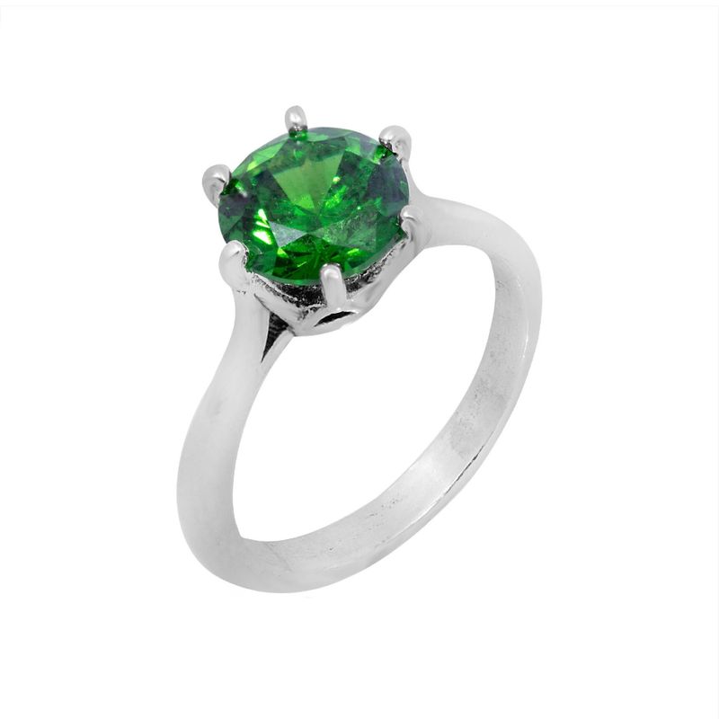 טבעת כסף אמיתי 925 זירקון ירוק