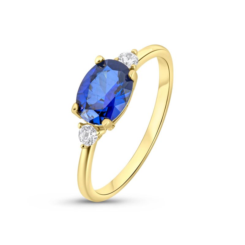 טבעת זהב 14K זירקון כחול