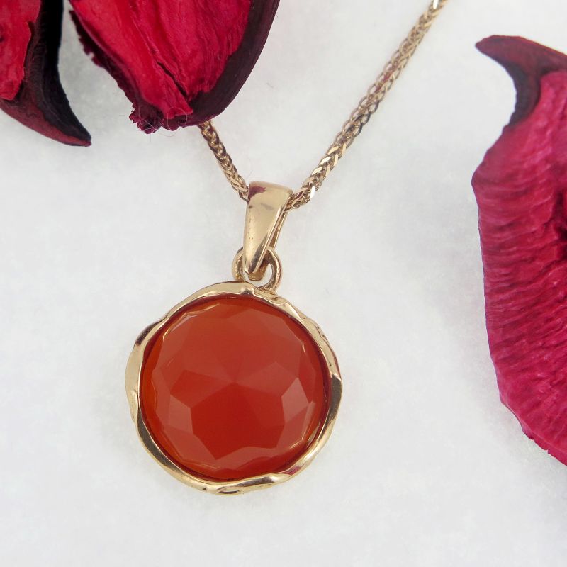 14K Rose gold 12mm Carnelian Vintage Pendant