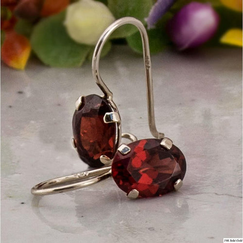 Серьги-подвески из 14-каратного золота с гранатом