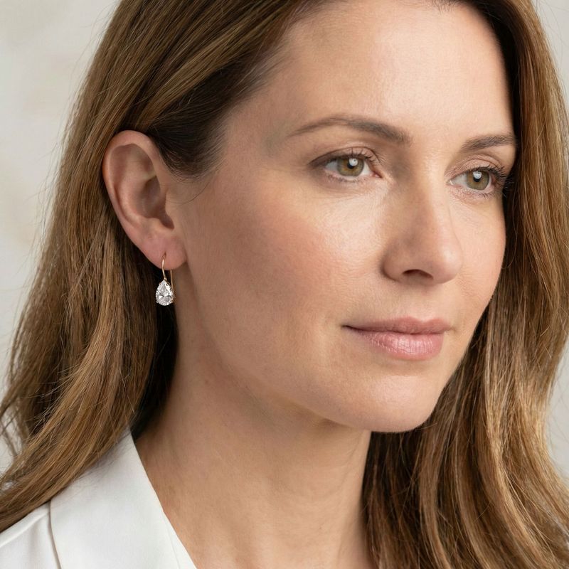 עגילי זהב 14 קראט טיפה זירקון