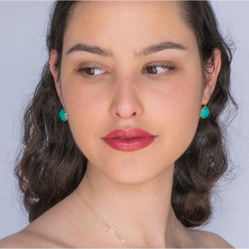 עגילי זהב 14 קראט תלויים אבן טורקיז