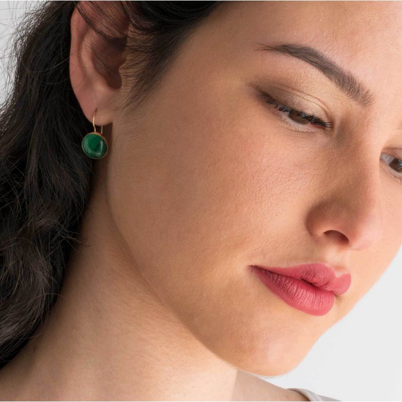 עגילי זהב תלויים 14 קראט אבן מלאכית