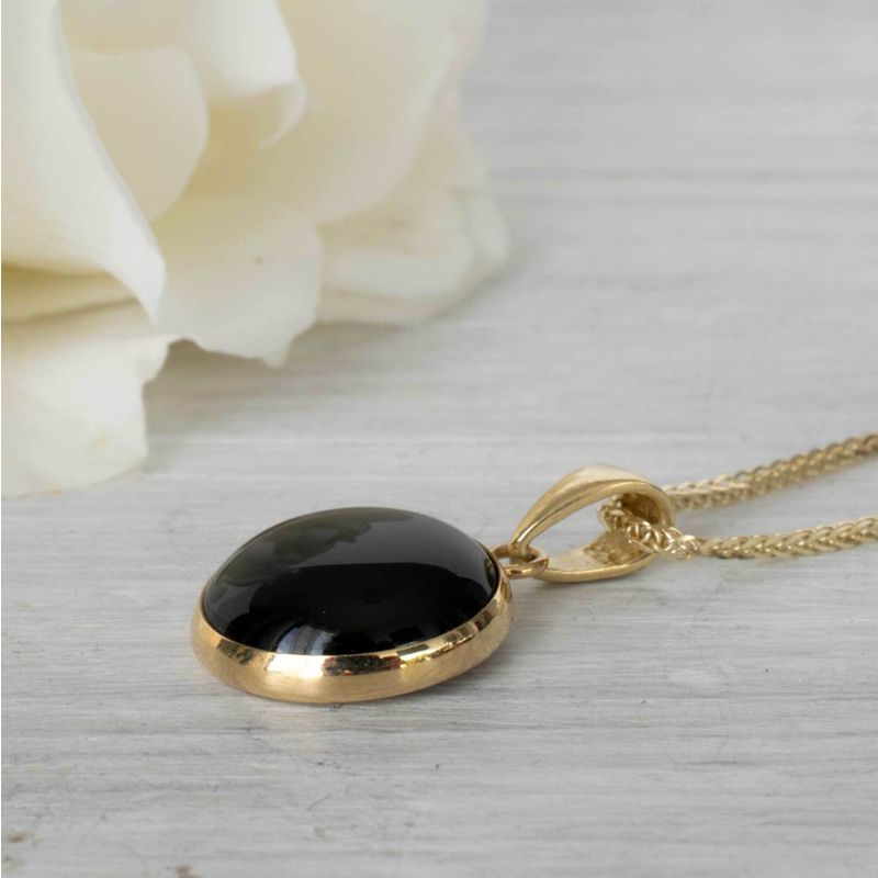 14K Yellow Gold 12mm Black Onyx Pendant