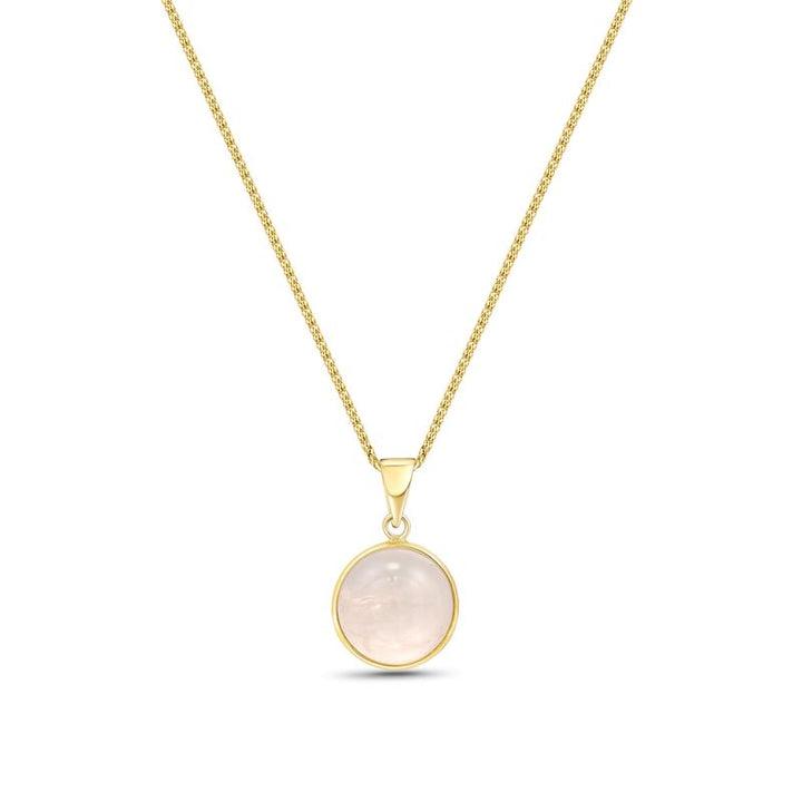 14K Yellow Gold 12mm Roze Quartz Pendant