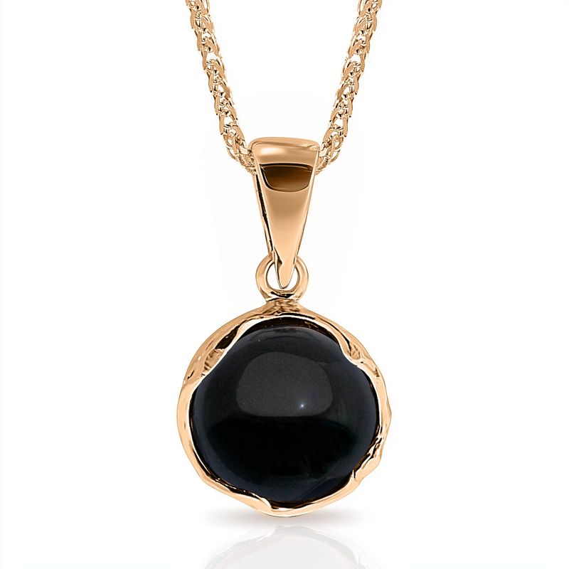 14K Rose gold 12mm Black Onyx Vintage Pendant