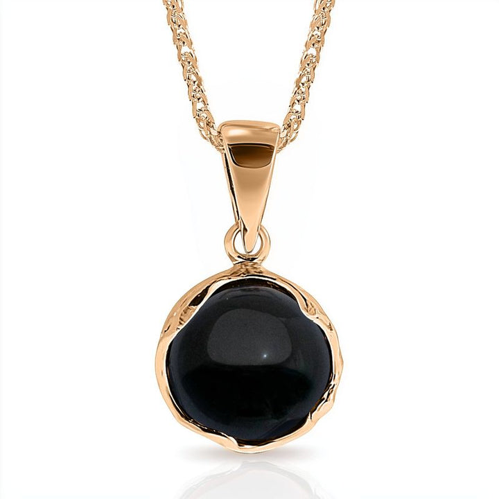 14K Rose gold 12mm Black Onyx Vintage Pendant