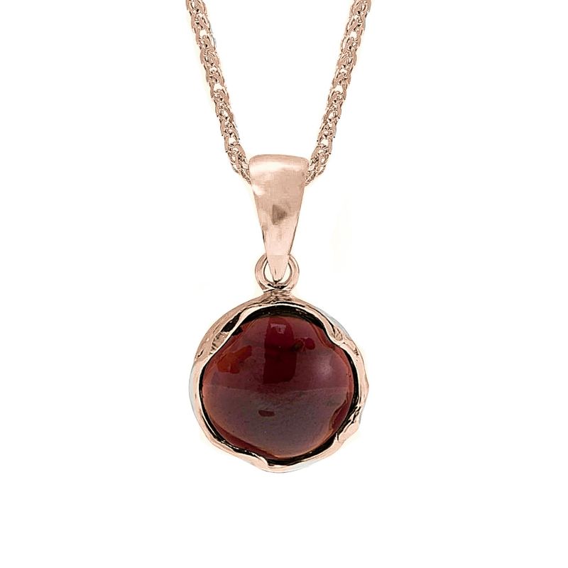 14K Rose gold 12mm Garnet Vintage Pendant