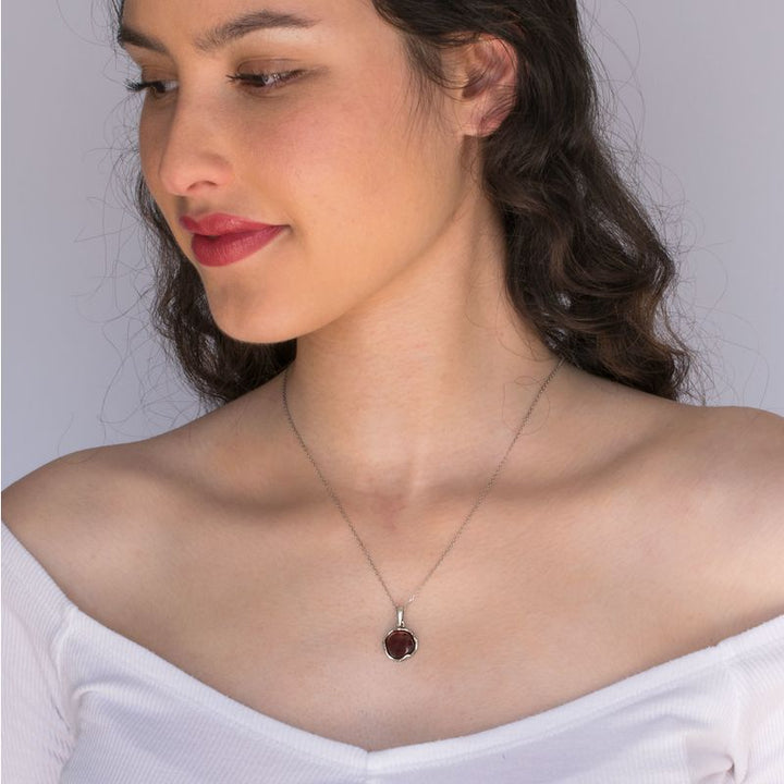 תליון מעוטר כסף 925 גארנט בצבע בורדו