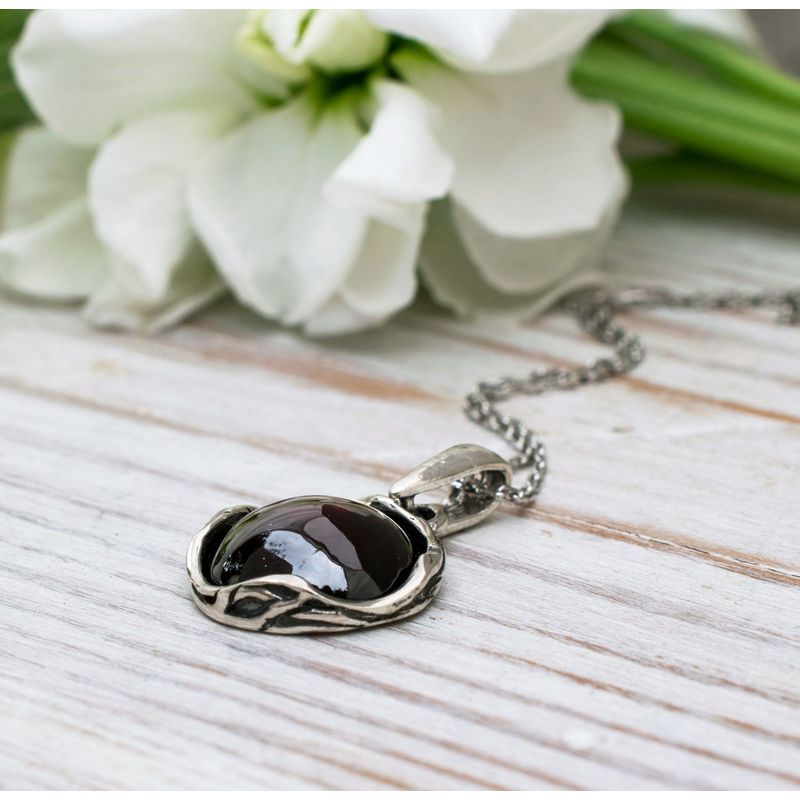 תליון מעוטר כסף 925 גארנט בצבע בורדו