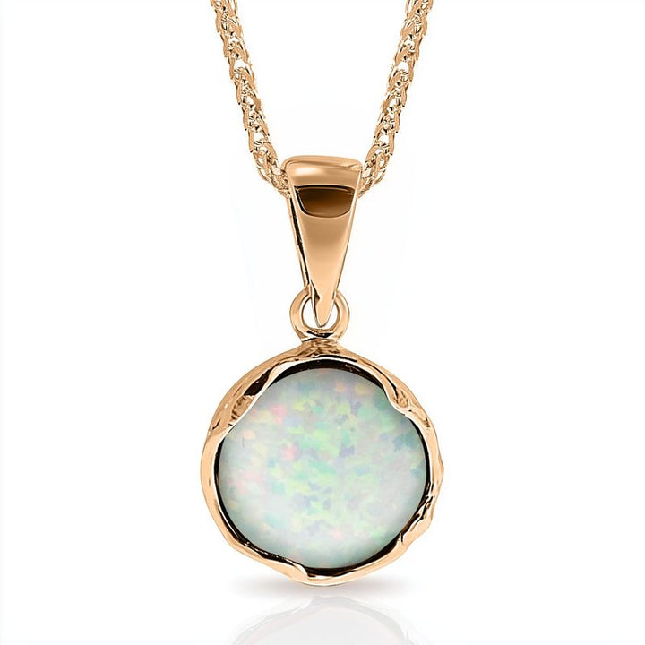 14K Rose gold 12mm White Opal Vintage Pendant