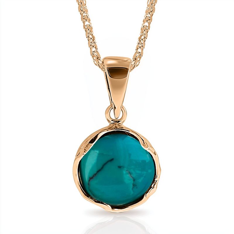 14K Rose gold 12mm Turquoise Vintage Pendant