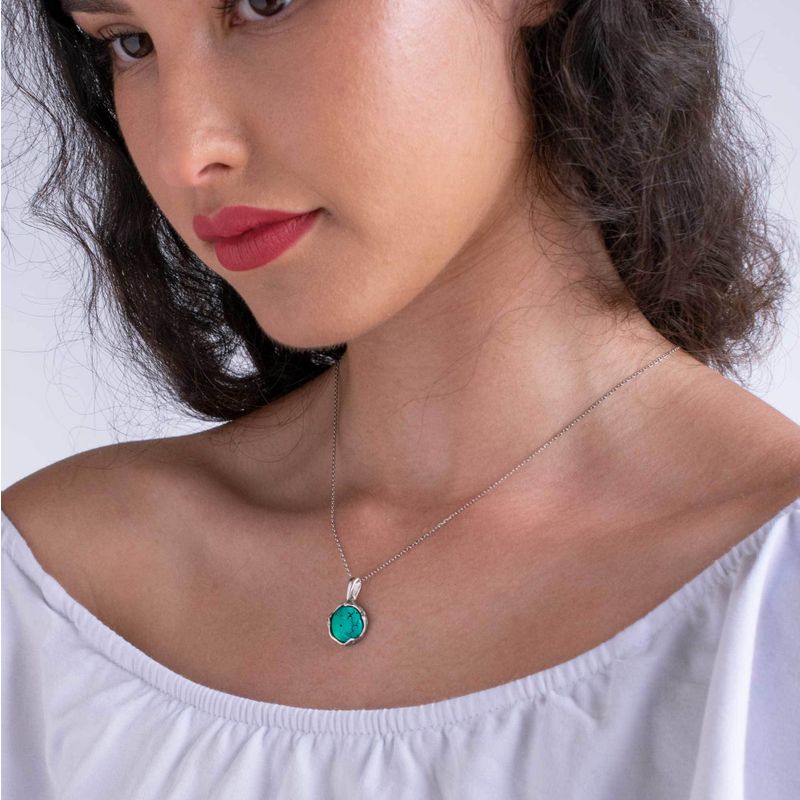 תליון כסף טורקיז שרשרת כסף תואמת