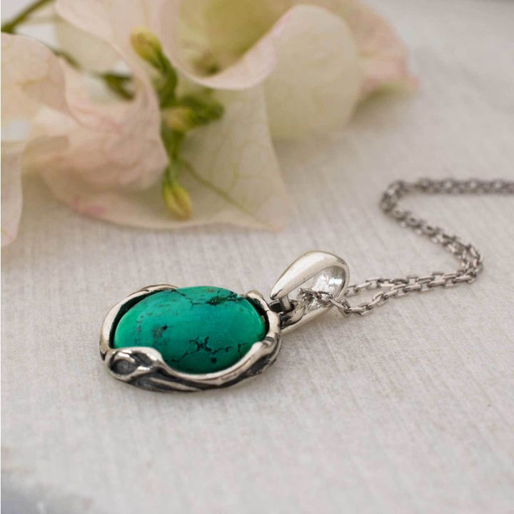 925 Sterling Silver Round Turquoise Pendant 