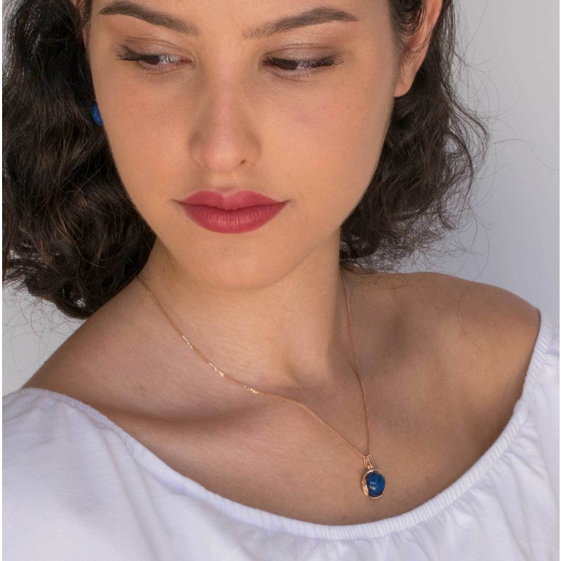 14K Rose gold 12mm Lapis Vintage Pendant