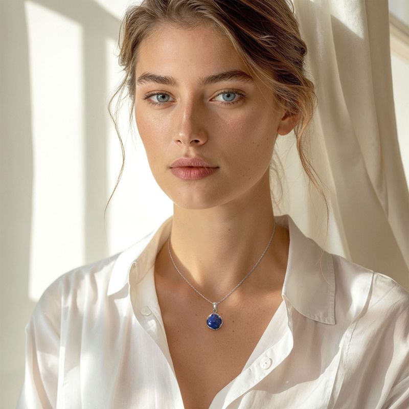 תליון מעוטר מכסף 925 באבן לאפיס