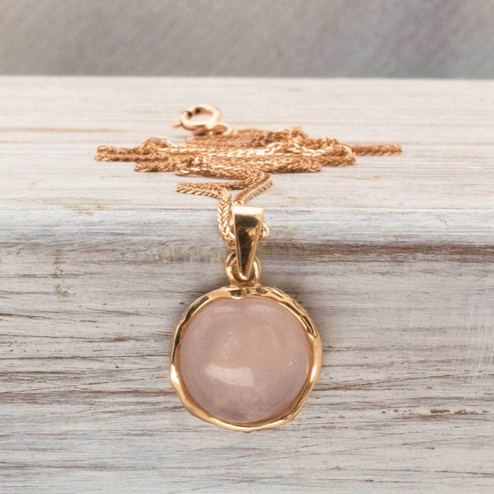 14K Rose gold 12mm Roze Quartz Vintage Pendant