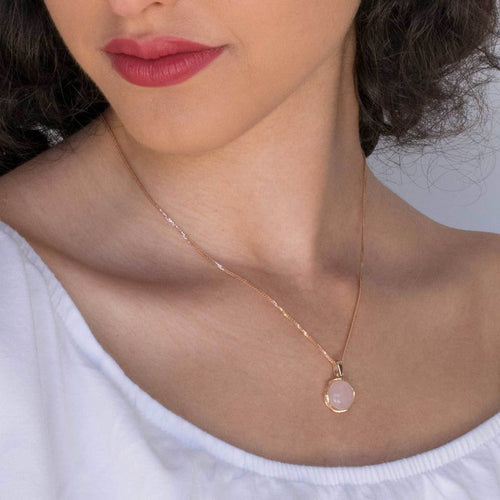 תליון רוז קווארץ זהב אדום 14 קראט וינטג'