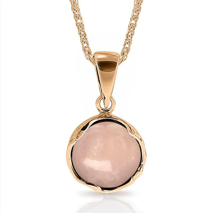 14K Rose gold 12mm Roze Quartz Vintage Pendant