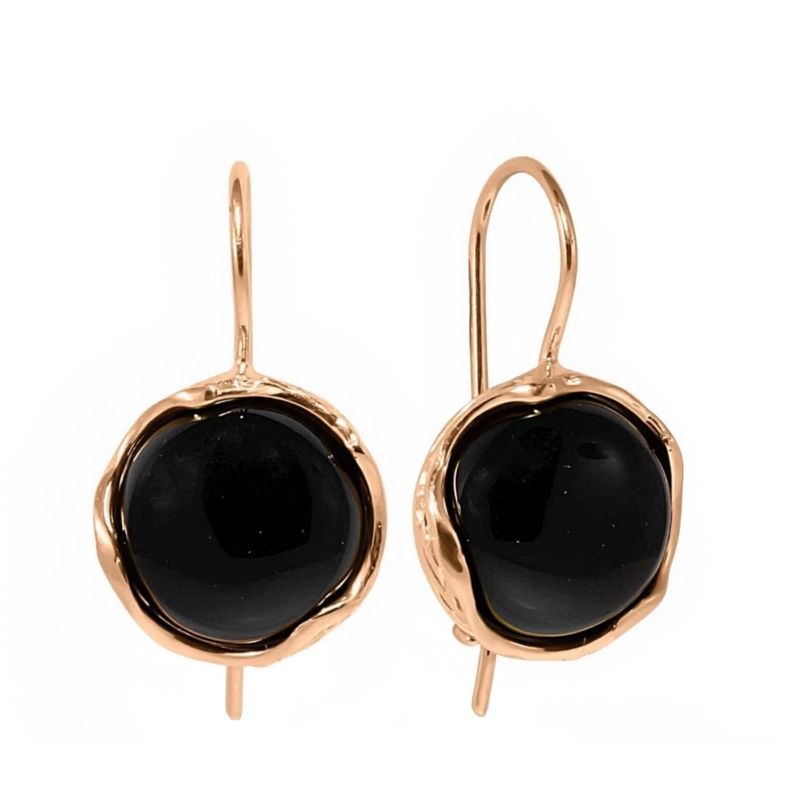 14k Solid Gold 12mm Black Onyx Vintage Earrings