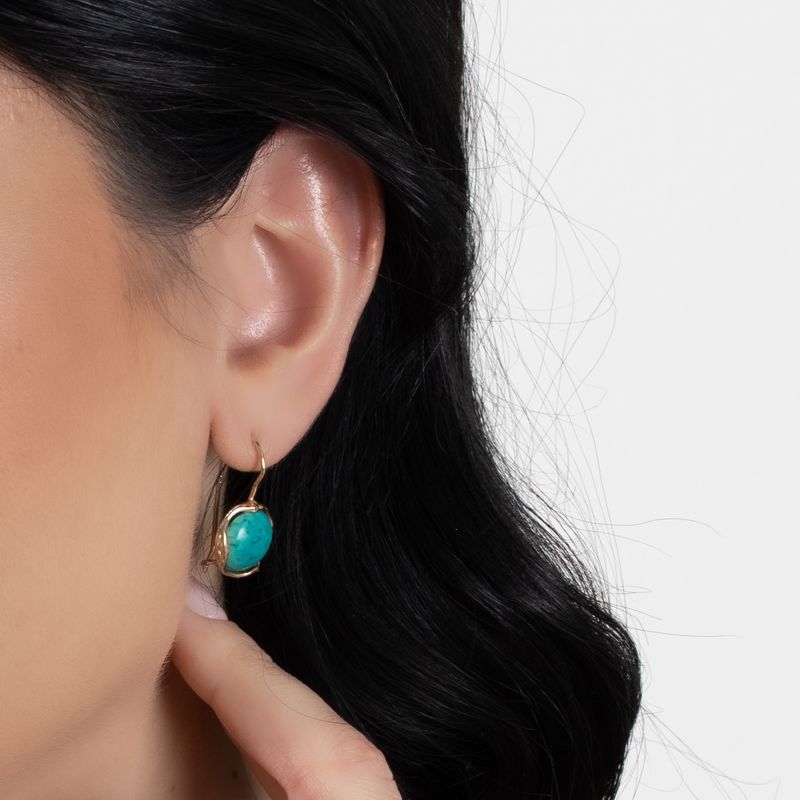 עגילי זהב אדום 14 קראט מעוטרים אבן טורקיז