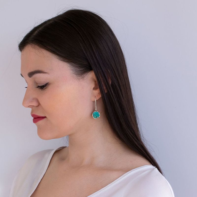 עגילי כסף טהור 925 תלויים אבן טורקיז