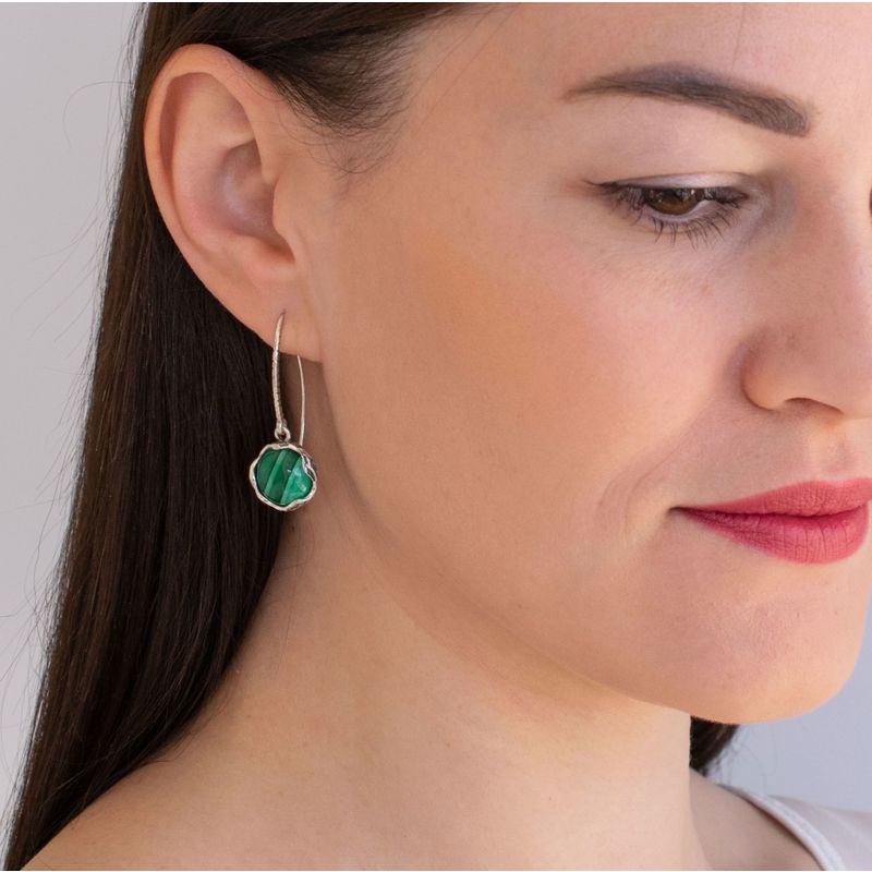 עגילי כסף מעוטרים וינטג' אבן מלאכית