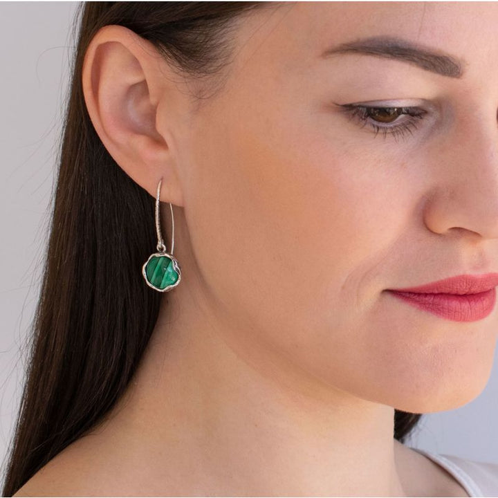 עגילי כסף מעוטרים וינטג' אבן מלאכית