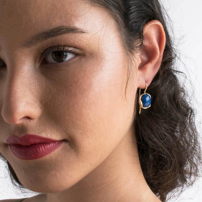 עגילים תלויים זהב 14 קראט לאפיס