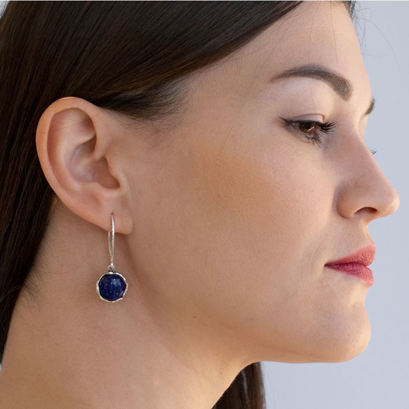 עגילי כסף מעוטרים וינטג' אבן לאפיס