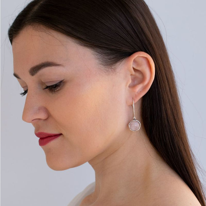 עגילי כסף מעוטרים וינטג' רוז קווארץ