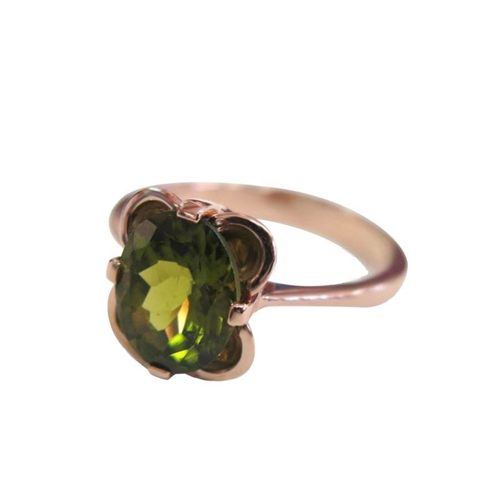 14K Rose gold Vintage Ring With 8x10 Peridot Gemstone