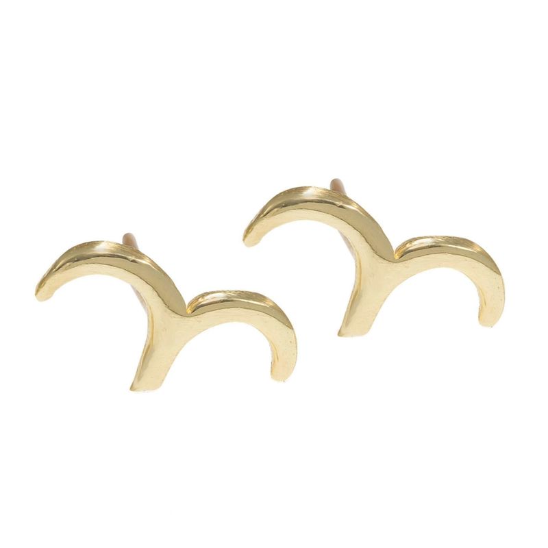 14k Solid Gold Bird Stud Earrings With Gold Closures