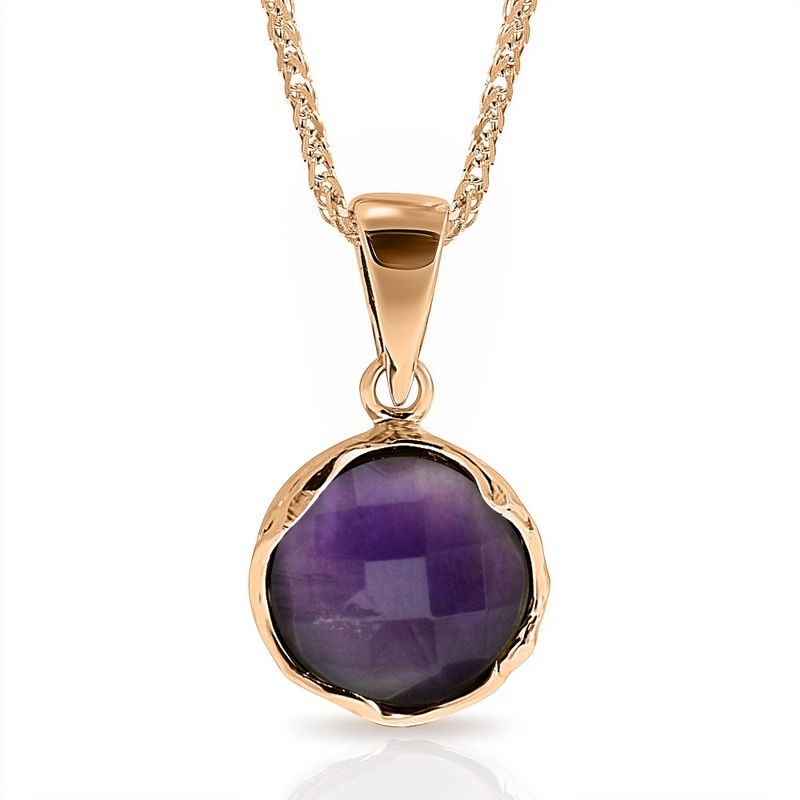 14K Rose gold 12mm Amethyst Vintage Pendant