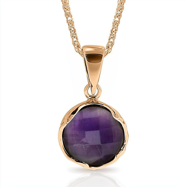 14K Rose gold 12mm Amethyst Vintage Pendant