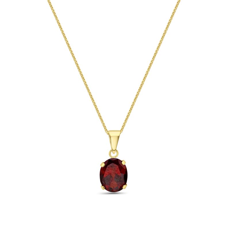 14K Yellow Gold 8x10mm Garnet Oval Pendant