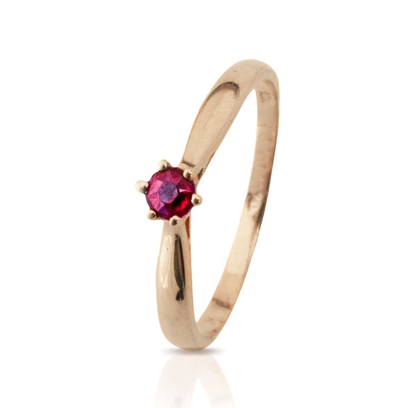 14k Yellow Gold 3mm Natural Red Ruby Solitaire Ring