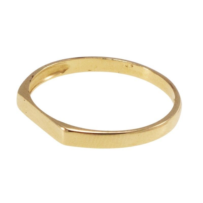 14k Solid Yellow Gold Thin Signet Ring
