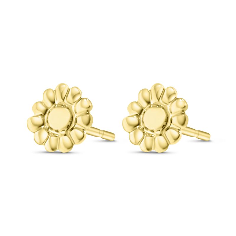 14k Solid Gold Flower Stud Earrings With Gold Closures