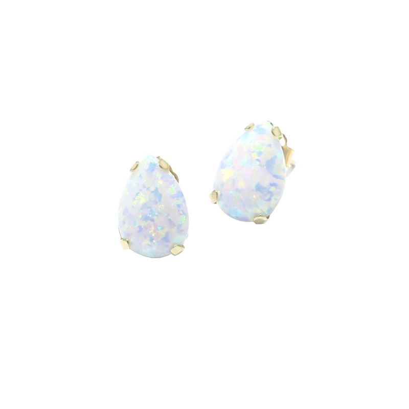 14k Solid Gold White Opal Drop Earrings