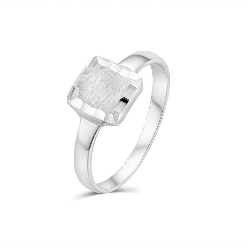 טבעת ריבוע מזהב לבן