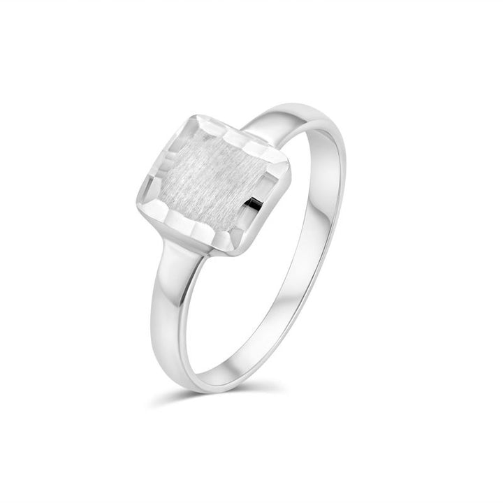 טבעת ריבוע מזהב לבן