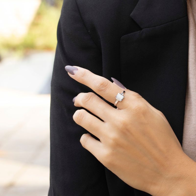 טבעת ריבוע מזהב לבן