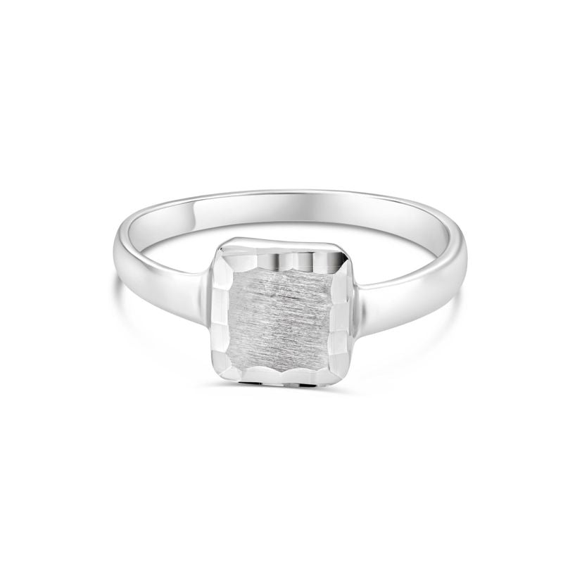 טבעת ריבוע מזהב לבן